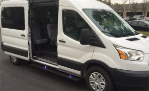 Ford Transit Running Board - Driver, Passenger Side - AMP Research - PowerStep Plug-N-Play - Black - `14-`19